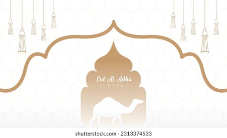 Diseño de plantillas minimalista y genial para carteles y fondos de pantalla para las celebraciones de Eid al-Adha para musulmanes de todo el mundo