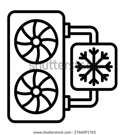 Minimalist cooling system icon with clean lines, representing ventilation, temperature control, and airflow technology