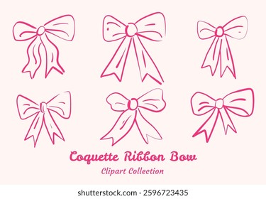 Minimalist Coquette Bow Doodle Collection Simple and Chic Aesthetic For Modern Branding