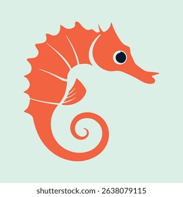 Minimalist Coral Seahorse Vector Graphic Design Sticker