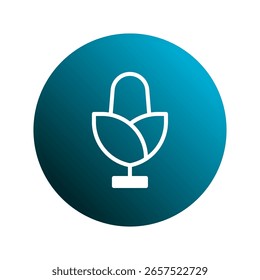Icono de maíz minimalista sobre fondo azul degradado que representa la agricultura o el estilo de vida de alimentación saludable o el concepto de logotipo de icono de agricultura