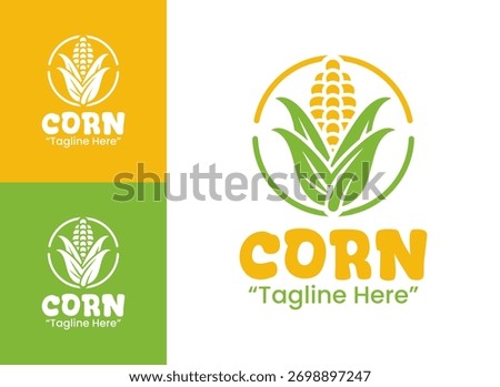 A minimalist corn logo suitable for organic farms, food packaging, and natural product identity.