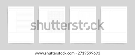 Minimalist Cornell Notes Paper Templates Set with Lined Grid Dot Layouts for Study Lecture School Notebook Printable Organizer Pages Vector