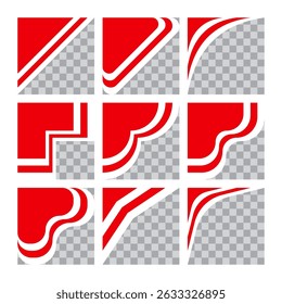 Minimalist Corner Design Vector Set. Red and White Theme for Indonesia Independence Day