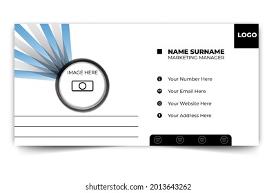 Minimalist Corporate business and personal Email signature template for email footer and personal social media cover templates with an author photo place creative modern layout