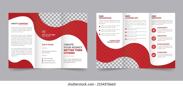 Minimalist corporate layout for creative trifold brochure design. trend tri-fold business template