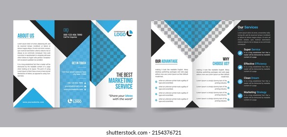 Minimalist corporate layout for creative trifold brochure design. trend tri-fold business template