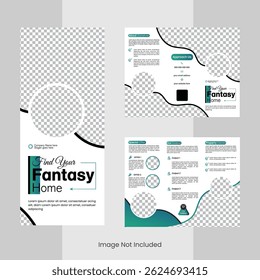 Minimalist corporate real estate business tri fold brochure design.