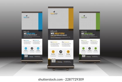 Minimalist Corporate Roll Up Banner, Standee, Pull Up Banner Template Simple Clean Design Example