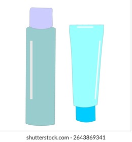 Minimalist Cosmetic Bottle and Tube Vector Illustration