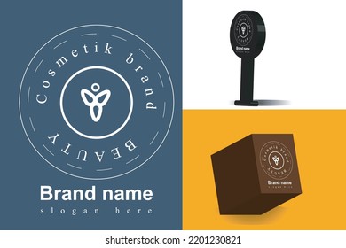 minimalist cosmetic and spa logo design. baeauty logo with mockup white line creative spa icon.