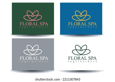 minimalist cosmetic and spa logo design. baeauty logo with mockup white line creative spa icon