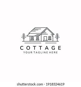 minimalist cottage home simple line art icon logo template vector illustration design