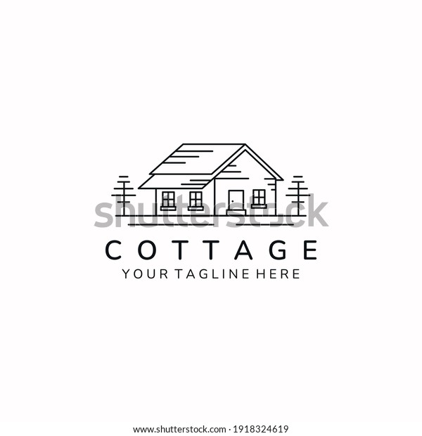 Minimalist Cottage Home Simple Line Art Stock Vector (Royalty Free ...