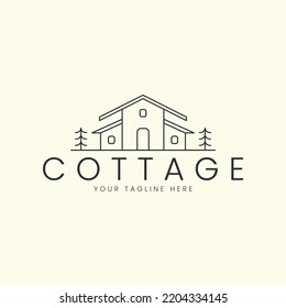 Minimalist Cottage House Line Art Style Stock Vector (Royalty Free ...