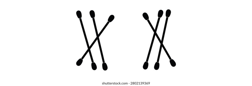 Minimalist cotton buds roman numerals and tally counting marks vector icons set isolated on white background