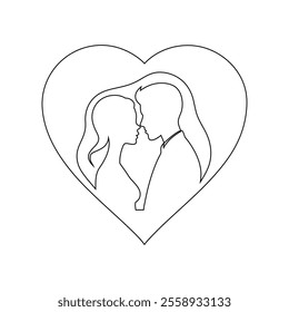 Minimalist Couple and Heart Line Art - Romantic Abstract Illustration