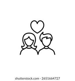 Minimalist Couple With Heart Outline Symbolizing Love And Connection