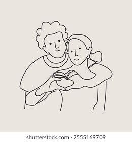 Minimalist Couple One Line Drawing,  Couple Art Print, Bedroom Art, valentines day Love Poster VECTOR