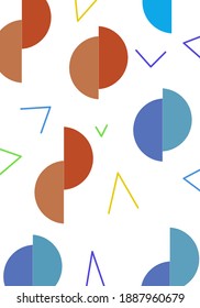 Minimalist cover A4 with a geometric background with a composition of hipster and memphis patterns. Bauhaus 80s and 90s fun Retro style vector layout for posters, magazines, flyers, annuals