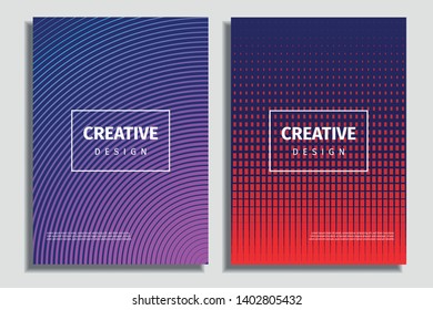 Minimalist cover design template. 2 sets of minimalist color gradient cover designs with abstract geometric patterns. - Vector