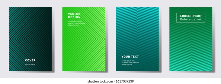 Minimalist cover templates set. Geometric lines patterns with edges, angles. Abstract backgrounds for notepads, notice paper covers. Lines texture, header title elements. Cover page layouts set.