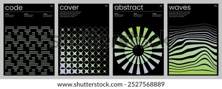 Minimalist covers design. Abstract geometric backgrounds. A4 size print templates with text. Modern layouts with gradient shapes for card, poster, brochure, flyer or catalog
