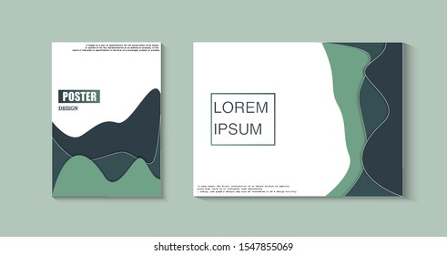 Minimalist covers set. Minimalist Green with fluid shapes composition - Eps10 vector.