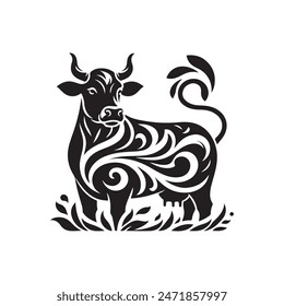 Minimalist Cow Drawing in Vector
