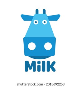 Minimalist Cow icon  - head of a horned cow - emblem, logo design