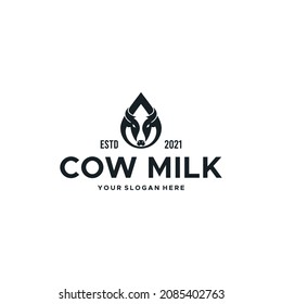 minimalist COW MILK animals mamalia Logo design