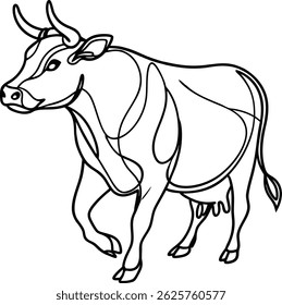 Minimalist Cow Outline Vector Artwork Simple Line Art Illustration Design