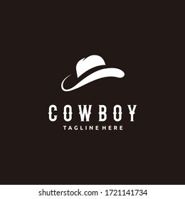 Minimalist Cowboy Hat Logo design Icon illustration