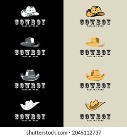 Ilustración del diseño del logotipo del sombrero de Cowboy minimalista. logotipo de sombrero Cowboy