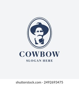 Minimalist Cowboy Mascot Logo vector Illustration