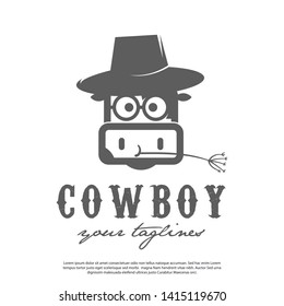 minimalist cowboy vector logo, from "cow" and "boy"