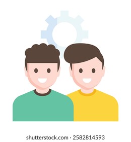Minimalist co-worker icon representing office colleagues, team synergy, and workplace collaboration.