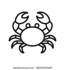 Minimalist Crab Icon Vector Line Art - Sea Creature and Seafood Symbol