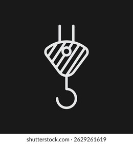 Ícone de gancho de guindaste minimalista ilustração de contorno simples do gráfico do mecanismo de elevação