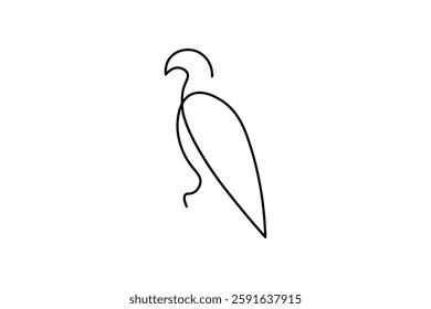 Minimalist crane illustration with continuous lines, simple design suitable for a logo or icon.
