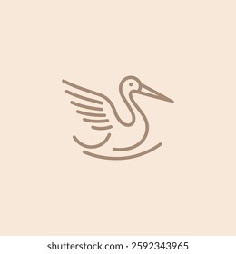 A minimalist crane logo symbolizing longevity, grace, and peace.