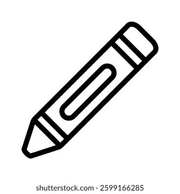 Minimalist crayon icon isolated on white background. Simple outline vector illustration, perfect for art and stationery graphics, education branding, and creative concepts