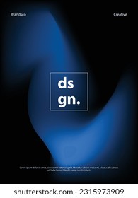 minimalist creative abstract background with wave dark blue style on black color