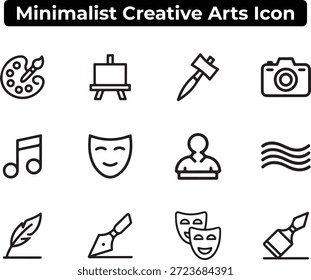 Conjunto de iconos de artes creativas minimalistas con paleta