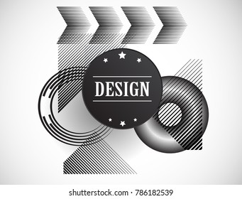 Minimalist Creative concept . Flat style . Geometric lines and design elements form unusual shape . Vector abstract background . Dynamic banner with stripes