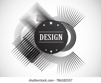 Minimalist Creative concept . Flat style . Geometric lines and design elements form unusual shape . Vector abstract background . Dynamic banner with stripes