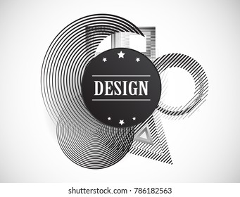Minimalist Creative concept . Flat style . Geometric lines and design elements form unusual shape . Vector abstract background . Dynamic banner with stripes