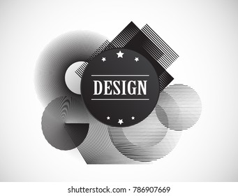 Minimalist Creative concept . Flat style . Geometric lines and design elements form unusual shape . Vector abstract background . Dynamic banner with stripes