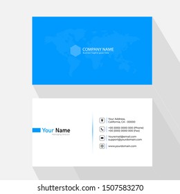 Minimalist And Creative Design Business Card Template. Elegant Company Name Card Blue White Color