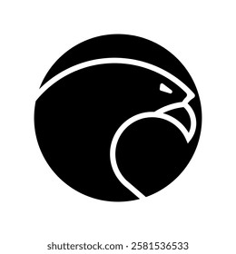 minimalist and creative eagle logo in a circle, black and white, vector logo eps 10. isolated on white background